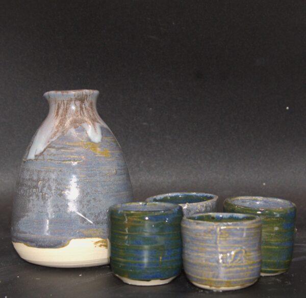 Denim Blue and Green Sake Set - Image 6