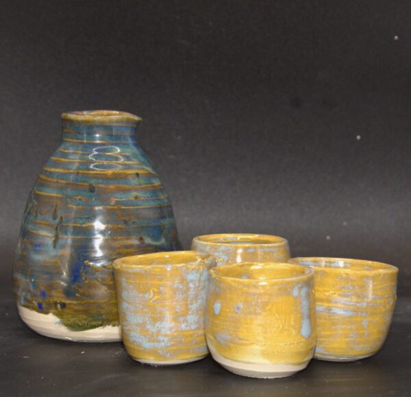 Blue and Yellow Sake Set - Image 4