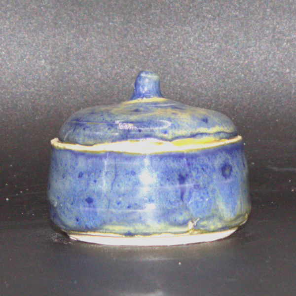 Blue and Yellow Lidded Jar - Image 3