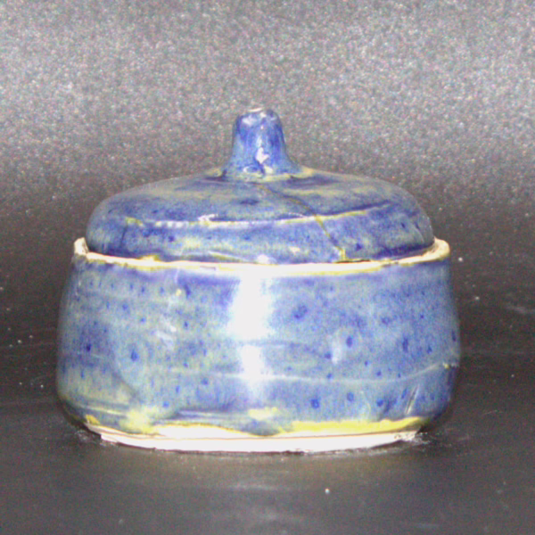 Blue and Yellow Lidded Jar - Image 2