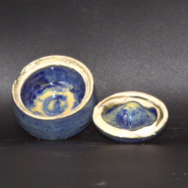 Blue and Yellow Lidded Jar