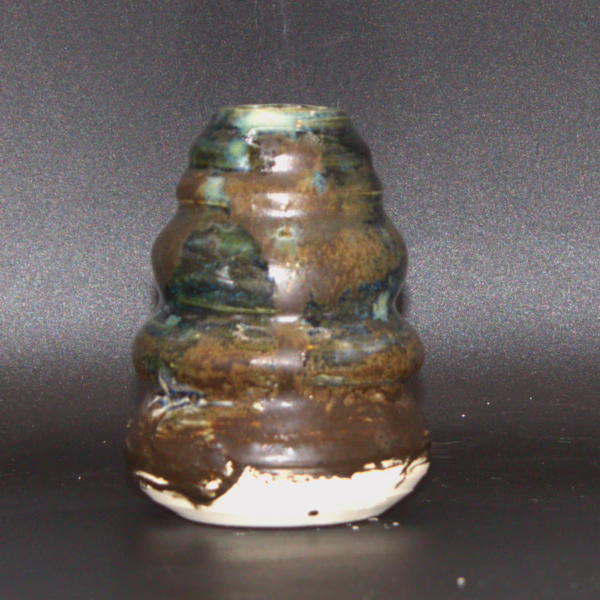 Dark Green and Brown Bubble Vase - Image 2